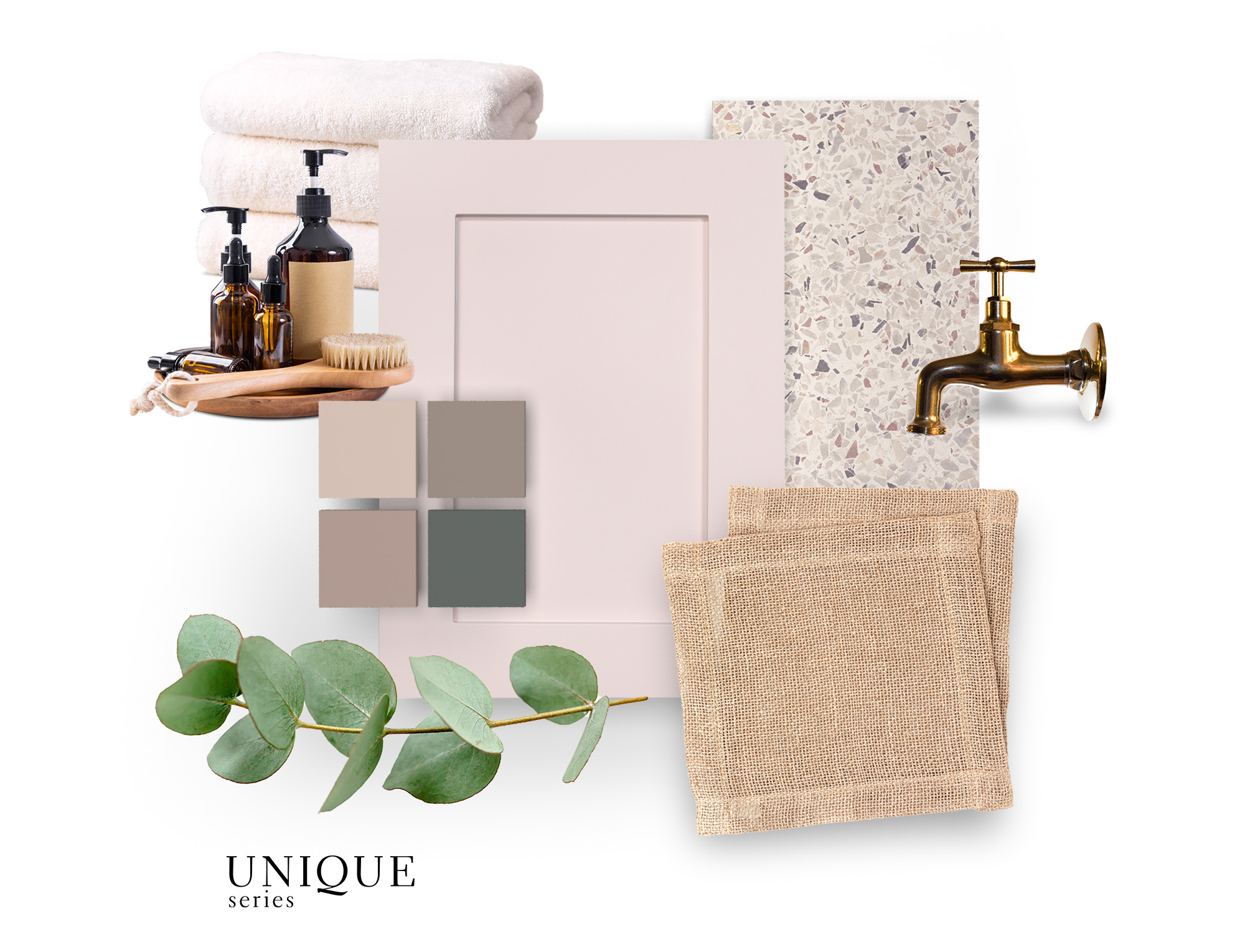 Feminine and relaxing bathroom design mood board