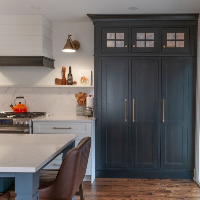 An attractive way to create space.

Kitchen and pantry design by @bouchard.design.
Photography by @km1media.

Cabinetry:
Pantry: Barcelona on Maple, 625/K Door style, Flush inset cabinet construction
Perimeter cabinets: Custom color match to Benjamin Moore Vanilla Milkshake OC-59, 325/K Door style, Frameless cabinet construction
#cabico #cabicocabinetry #hellocabico #customcabinetry #customcabinets #interiordesign #pantrydesign #kitchenpantry #storagesolutions #pantrystorage