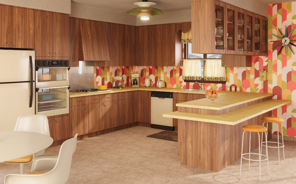 Groovy design of a 70s kitchen