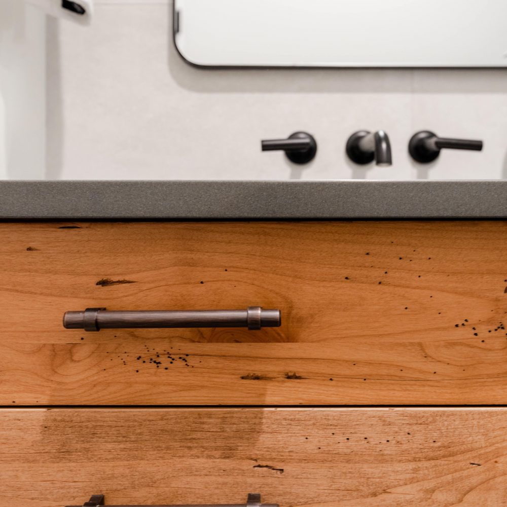 Elmwood Wood Cabinets Kitchen - Oak Bay VIllage bathroom project - drawer closeup view