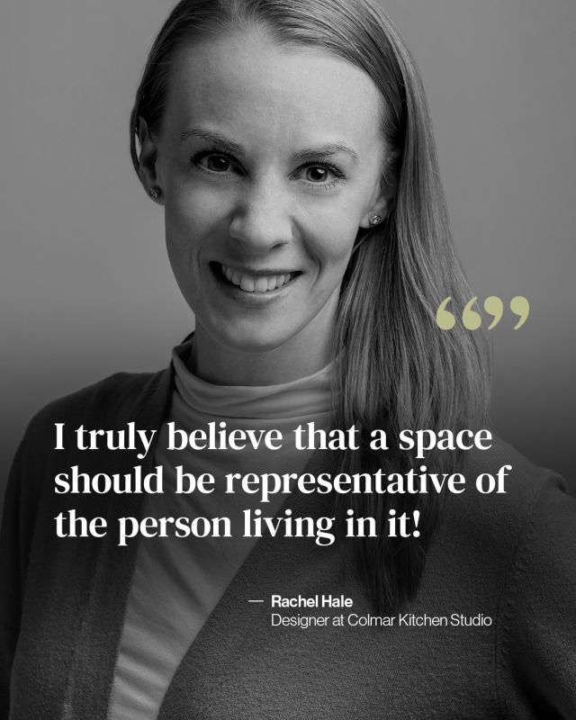 Meet @rhale_designs, designer at Colmar Kitchen Studio for 11 years. After exploring various design niches here and there, she ultimately settled on kitchen design and has been in the industry for 19 years. Her approach to high-end kitchen design prioritizes open-mindedness. «I feel that designing someone's space is unique to who they are and how they live,» she says. Rachel is a big fan of multiple finishes and loves introducing and playing with textures. She draws her satisfaction from doing things she has never done before; there is always something new to learn! With pages and pages of sketched-out ideas, Rachel’s creativity knows no bounds!