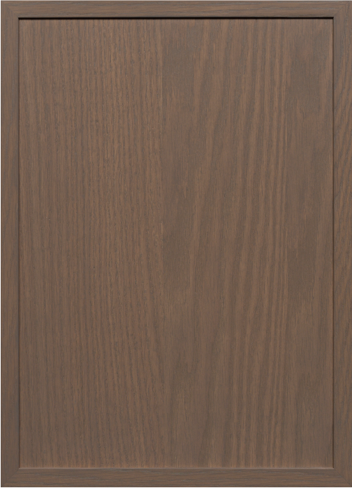 Wella slim-frame shaker cabinet door with visible natural wood grain and clean, minimalist panel design